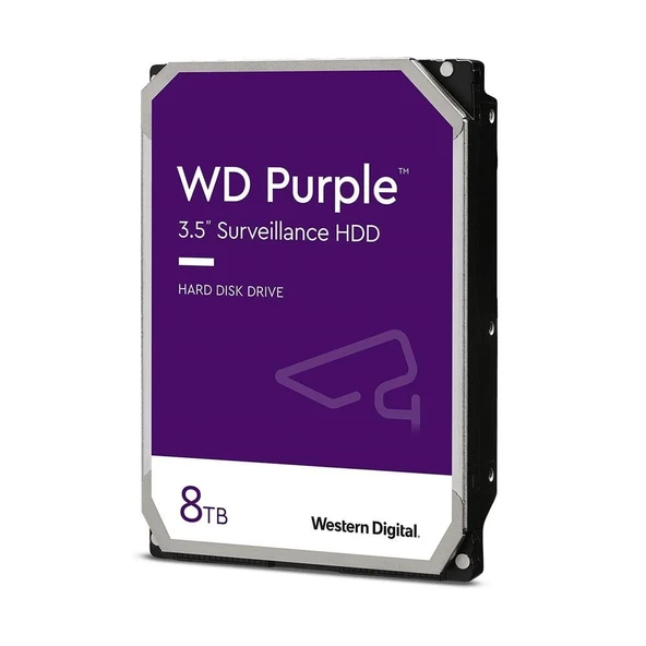 WD 3.5" 8TB PURPLE WD85PURZ 5640 RPM 256MB SATA-3 Güvenlik Diski ürün görseli 1