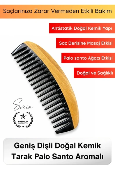 #Tarak El Yapımı Geniş Dişli Doğal Kemik Tarak Palo Santo Aromalı Antistatik Saç Bakım Tarağı Kıvırcık Dalgalı Saç Düğüm ürün görseli 1