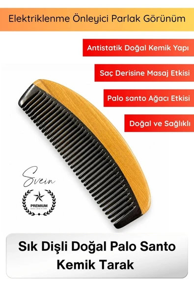 #Tarak El İşçiliği Sık Dişli Doğal Kemik Tarak Palo Santo Aromalı Antistatik Saç Bakım Tarağı Masaj Etkili Kompakt Sapsı ürün görseli 1