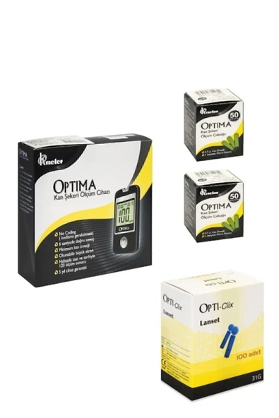Optima Seker Ölçüm Cihazı + 50'li 2 Kutu Ölçüm Stribi + 100 Adet Lanset ürün görseli 1
