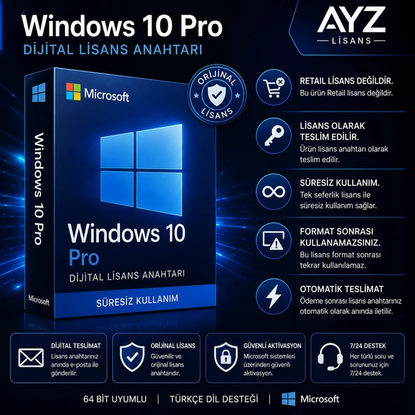 Windows 10 Pro Dijital Lisans Anahtarı ürün görseli 1