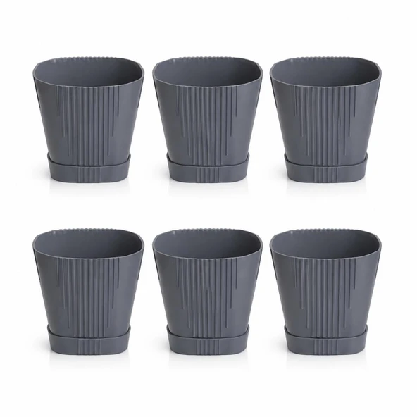 SO-ZB04 Zambak Dekoratif Plastik Saksı 5.6 Lt No:4 Antrasit 6 Adet ürün görseli 1