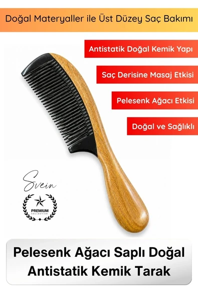 #Tarak Doğal Antistatik Kemik Tarak Pelesenk Ağacı Saplı El İşçiliği Saç Bakım Tarağı Masaj Etkili Düğüm Açıcı Elektrikl ürün görseli 1