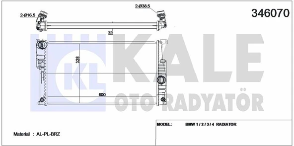Bmw Su Radyatörü - Su Radyatörü - Kal 346070 ürün görseli 1