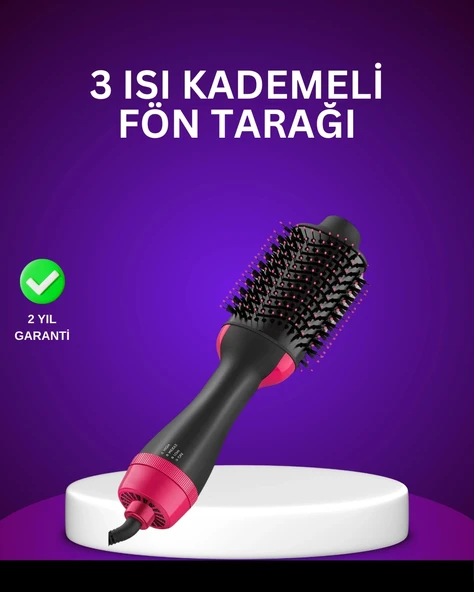 Negatif İyon Teknolojili Saç Kurutma ve Şekillendirme Fırçası ürün görseli 1