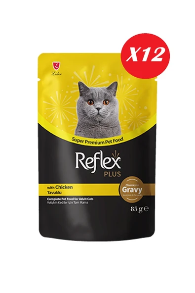 Reflex Plus Sos İçinde Parça Tavuk Etli Yetişkin Kedi Konservesi 85 gr*12 Adet ürün görseli 1
