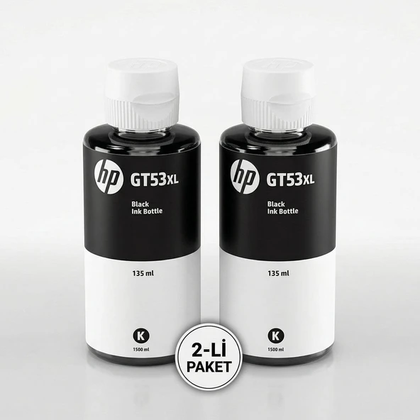 2 Adet HP GT53XL 135 ml Siyah Orijinal Mürekkep 1VV21AE – 6000 Sayfa Kapasiteli Yazıcı Mürekkebi ürün görseli 1