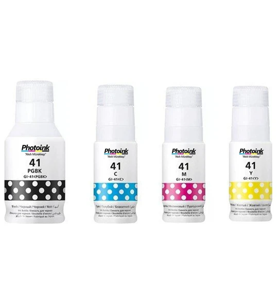 Canon GI-41 G1420 G2420 G2460 G3430 G3470 G4470 G3420 G3460 G3480 Uyumlu Photoink 1 SET 4 RENK Mürekkep ürün görseli 1