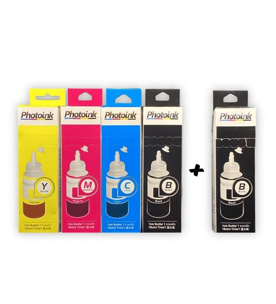 Epson T6644 uyumlu 4 Renk +1 Siyah Mürekkep Seti  - KUTULU ÖZEL AMBALAJINDA PHOTOINK  MÜREKKEP - L800/L805/L810/L850/L1300/L1800/ l382/l386/l455/1455/L3050/L3060/L3070 ürün görseli 1