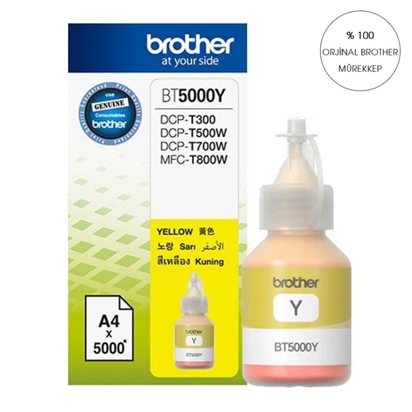 40 ml. Orijinal Brother SARI MÜREKKEP BT5000 Y T220/T420W/T520W/T720W/T820W/T920W ürün görseli 1