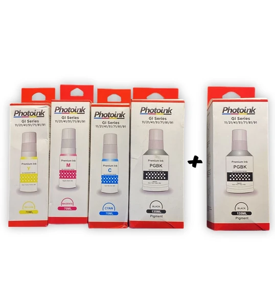 Canon GI-41 Photoink 4 Renk +1 Siyah Mürekkep Seti G3480 G3430 G3470 G4470 G1420 G2420 G2460 G3420 G3460 Uyumlu ürün görseli 1