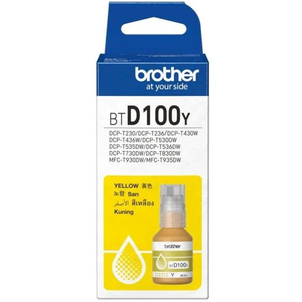 BROTHER BTD100Y YELLOW 5000 SAYFA MÜREKKEP KARTUŞ - T230/T236/T430W//T36DW/T530DW/T535DW/T536DW/T730DW/T830DW/T920DW/T925DW/T930DW/T935DW ürün görseli 1