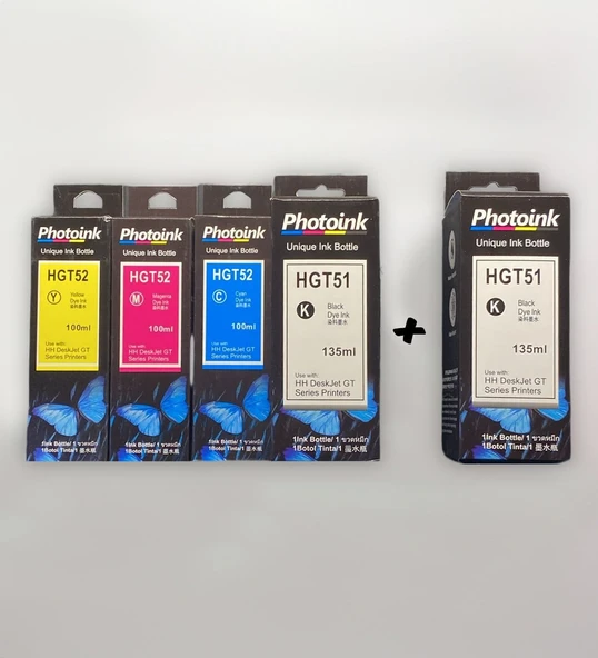 HP GT51 GT 52 uyumlu Photoınk Plus 4 RENK +1 SİYAH Mürekkep Seti  HP Smart Tank 670 700 720 750 790 ürün görseli 1