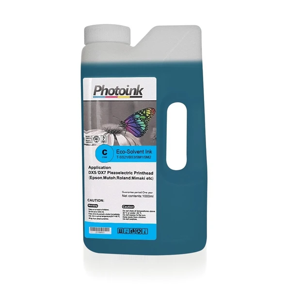 DX5 ve DX7/5113  Kafalar için 1000 ml MAVİ CYAN ECO SOLVENT Mürekkep ürün görseli 1