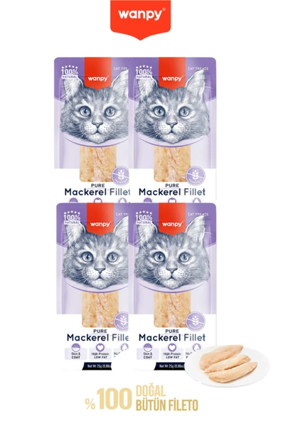 Wanpy 4lü Gerçek Uskumru Fileto Kedi Ödülü 25g x 4 Adet ürün görseli 1