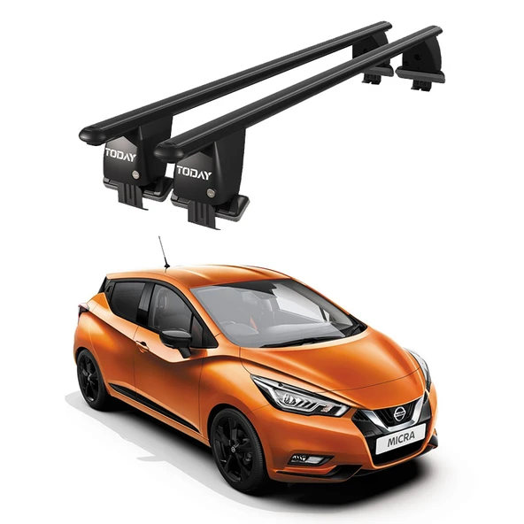 Royal Nissan New Micra (2014 ve Sonrası) Uyumlu Siyah Kilitli Ara Atkı Port Bagaj Tavan Barı ürün görseli 1