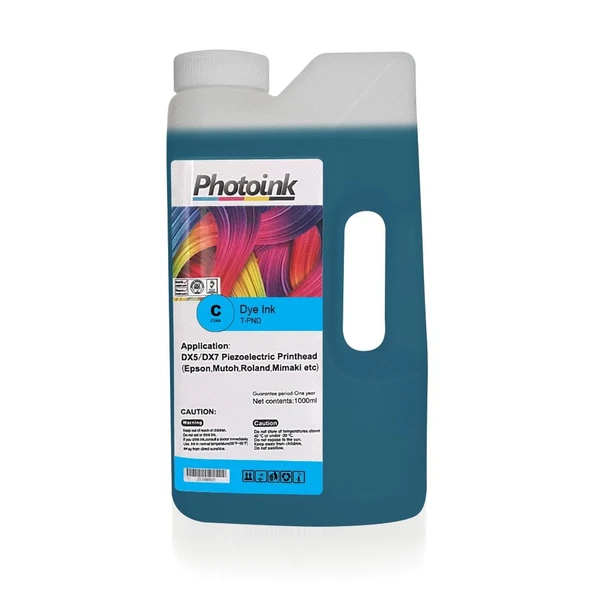 DX5/DX7/5113 Kafalar için 1000 ml l MAVİ CYAN Dye Plotter Mürekkep (T-PND) ürün görseli 1