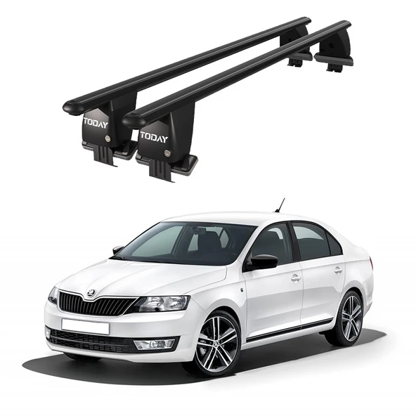 Royal Skoda Rapid (2012 ve Sonrası) Uyumlu Siyah Kilitli Ara Atkı Port Bagaj Tavan Barı ürün görseli 1
