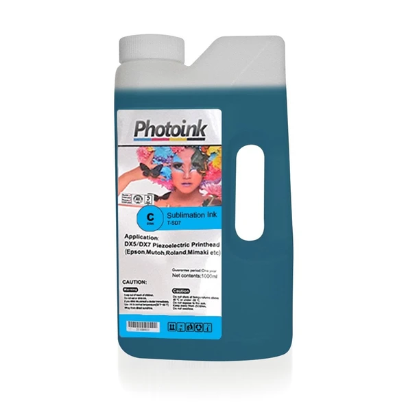 EPSON DX5 / DX7/5113 için Süblimasyon 1000 ml MAVİ CYAN Geniş Format  Mürekkep (T-SD7) ürün görseli 1