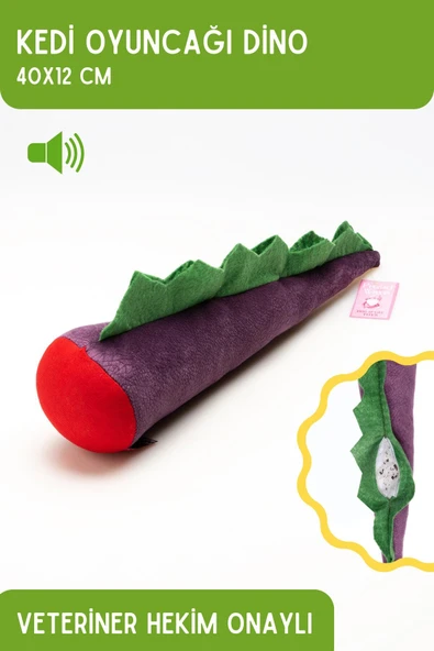 Proud Wave Dino Sesli Bol Kokulu Kedi Oyuncağı Matatabi Tozu Çıngıraklı Sakinleştirici Catnipli 40x12 ürün görseli 1