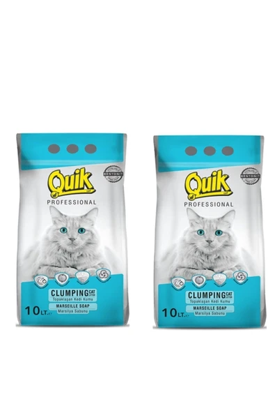 Quik Kedi Kumu 10 Lt X 2 Adet Ince Taneli Topaklaşan Marsilya Sabunlu ürün görseli 1