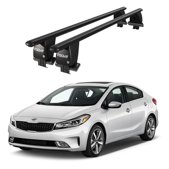 Royal Kia Forte II (2014 - 2018) Uyumlu Siyah Kilitli Ara Atkı Port Bagaj Tavan Barı ürün görseli 1