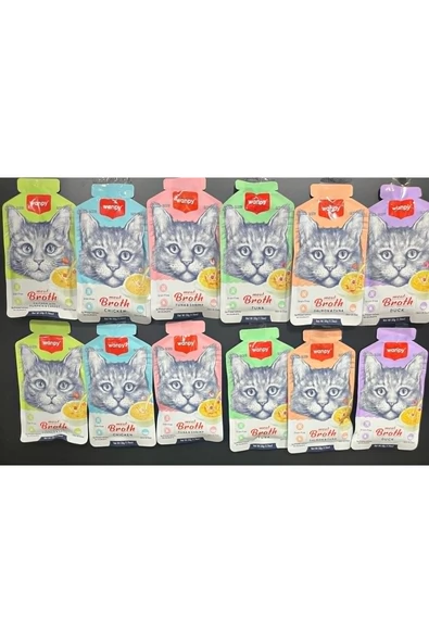 Wanpy Karışık Aromalı Kedi Çorbası 50 gr X 12 Adet Sıvı Kedi Ödülü ürün görseli 1