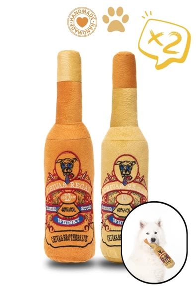 Proud Wave Peluş Şişe Köpek Oyuncağı Kemirme Oyuncağı Çekiştirmeli 2'li Set Hışırdayan Oyuncak ürün görseli 1