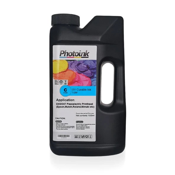 DX5 ve DX7/5113 Kafalar için 1000 ml MAVİ CYAN UV Mürekkep (Sert ve Yumuşak Zemin) T-ERF ürün görseli 1
