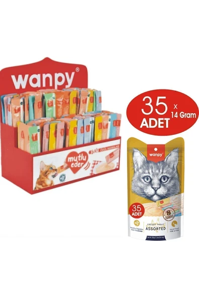 Wanpy Karışık Sıvı Kedi Ödül Maması 35 Adet X 14 gram ürün görseli 1