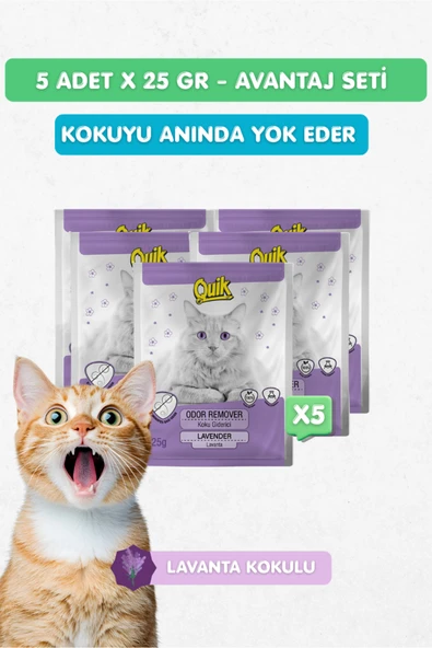 Quik 5li Set - Kedi Kumu Koku Giderici Lavanta Kokulu 25gr x 5 ürün görseli 1
