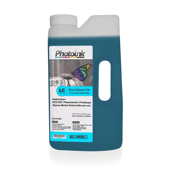 DX5 ve DX7/5113  Kafalar için 1000 ml AÇIK MAVİ LIGHT CYAN ECO SOLVENT Mürekkep ürün görseli 1
