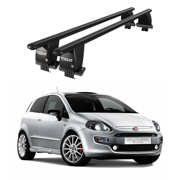 Royal Fiat Punto Evo (2009 - 2012) Uyumlu Siyah Kilitli Ara Atkı Port Bagaj Tavan Barı ürün görseli 1