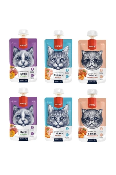 Wanpy 3 Çeşit Karma Kedi Et Ezmesi 90 Gr. X 6 Adet ürün görseli 1