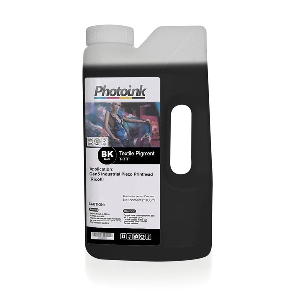 Ricoh Gen4 / Gen5 Kafalar için 1000 ml SİYAH BLACK Tekstil Mürekkep (T-RTP) ürün görseli 1