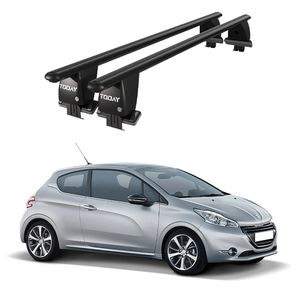 Royal Peugeot 208 (2012 - 2015) Uyumlu Siyah Kilitli Ara Atkı Port Bagaj Tavan Barı ürün görseli 1