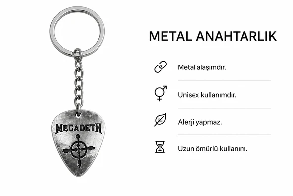 Megadeth Temalı Metal Pena Anahtarlık Unisex Rock Stil Aksesuar ürün görseli 1