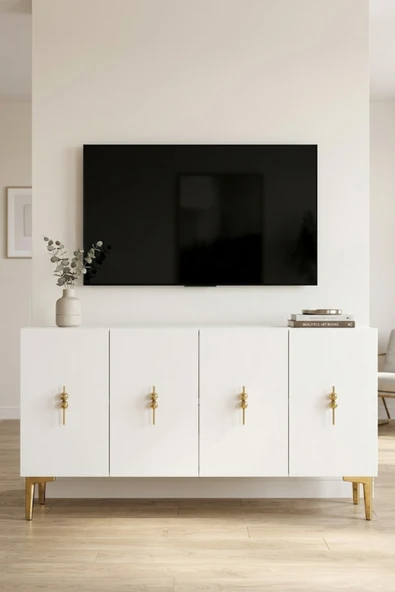KA1217BG SALKIM Konsol ve Tv Sehpası Beyaz-Gold 120cm ürün görseli 1