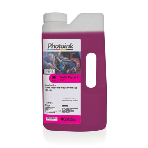 Ricoh Gen4 / Gen5 Kafalar için 1000 ml KIRMIZI MAGENTA Tekstil Mürekkep (T-RTP) ürün görseli 1