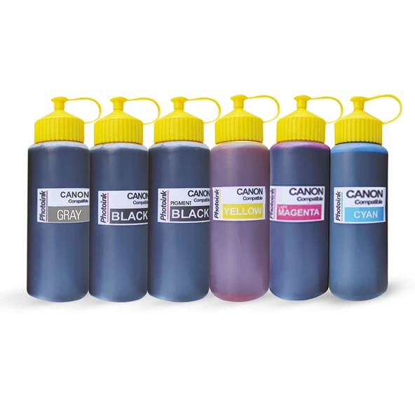 6 Kartuşlu Canon Yazıcılar için uyumlu 500 ml 6 Renk Mürekkep Seti (PHOTOINK Akıllı Mürekkep) ürün görseli 1
