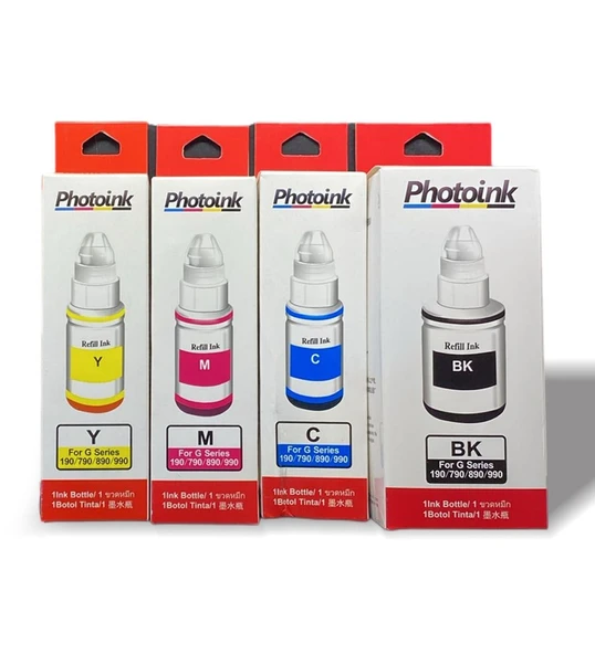 4 RENK TAKIM - Canon GI 490 uyumlu PHOTOINK PLUS Mürekkep TAKIMI - ÖZEL KUTULU AMBALAJINDA - G1400/G1410/G2400/G2410/G2411/G3400/G3411/G4400 ürün görseli 1