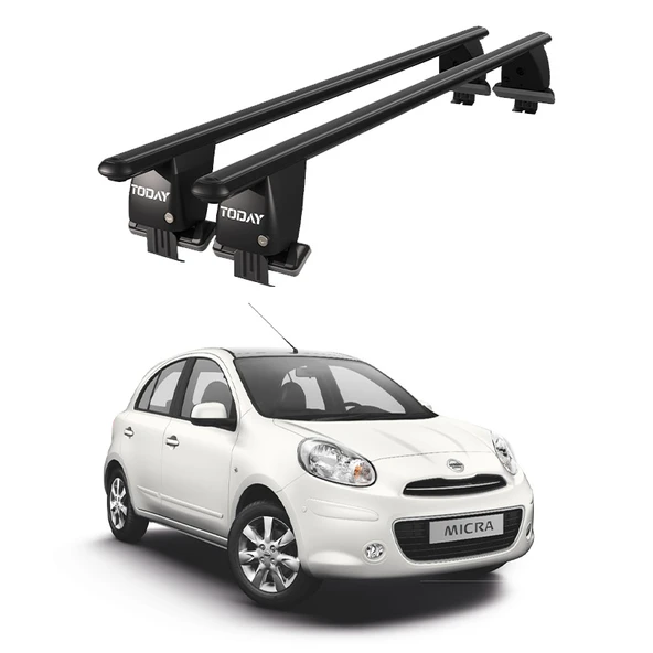 Royal Nissan Micra / March (2010 - 2017) Uyumlu Siyah Kilitli Ara Atkı Port Bagaj Tavan Barı ürün görseli 1