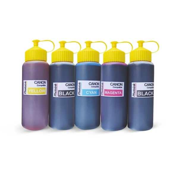 5 Kartuşlu Canon Yazıcılar için uyumlu 500 ml 5 Renk Mürekkep Seti (PHOTOINK Akıllı Mürekkep) ürün görseli 1