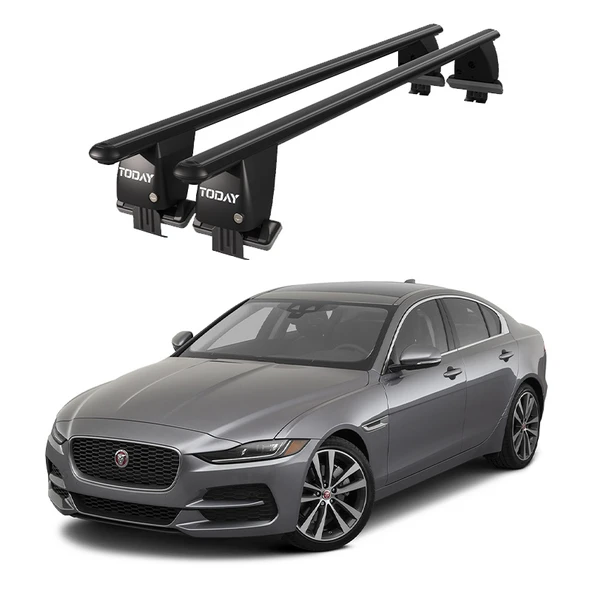 Royal Jaguar XE (2015 ve Sonrası) Uyumlu Siyah Kilitli Ara Atkı Port Bagaj Tavan Barı ürün görseli 1