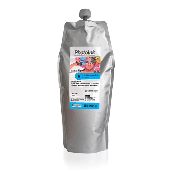 Epson DX5/DX7/5113 Kafalar  için 1000 ml MAVİ CYAN Süblimasyon Mürekkep (T-STFP) ürün görseli 1