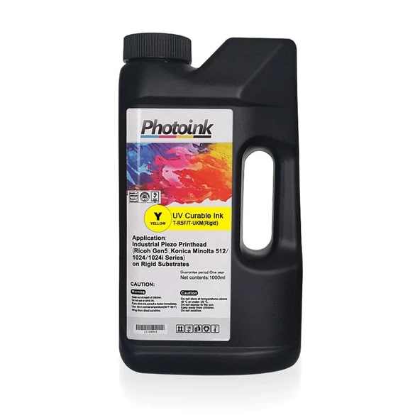 RICOH GEN5 / KONICA 512/1024 Kafalar için 1000 ml SARI YELLOW UV Mürekkep (Sert ve Yumuşak Zemin) T-R5F ürün görseli 1