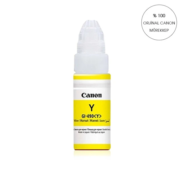 ORİJİNAL Canon G1400/G1410/G2400/G2410/G2411/G3400/G3411/G4400 GI 490 Yazıcılar için uyumlu 70 ml Sarı Orijinal Mürekkep GI-490 ürün görseli 1