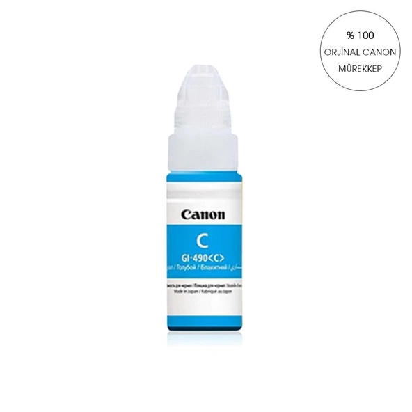 ORİJİNAL Canon G1400/G1410/G2400/G2410/G2411/G3400/G3411/G4400 GI 490 Yazıcılar için uyumlu 70 ml Mavi Orijinal Mürekkep GI-490 ürün görseli 1