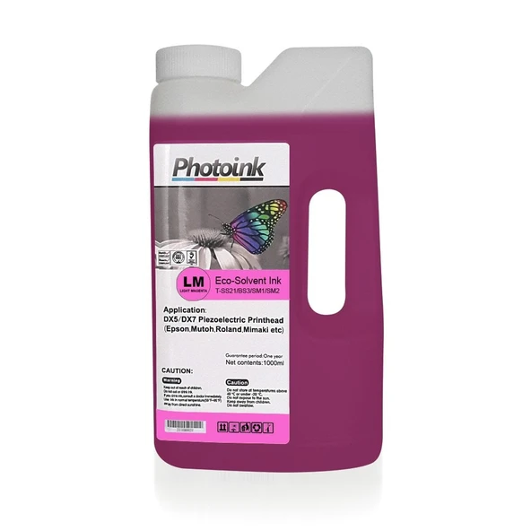 DX5 ve DX7/5113  Kafalar için 1000 ml AÇIK KIRMIZI LIGHT MAGENTA ECO SOLVENT Mürekkep ürün görseli 1