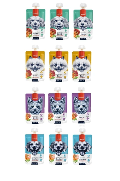 Wanpy Taze Köpek Et Ezmesi 4 Çeşit Karma 90 Gr. X 12 Adet ürün görseli 1